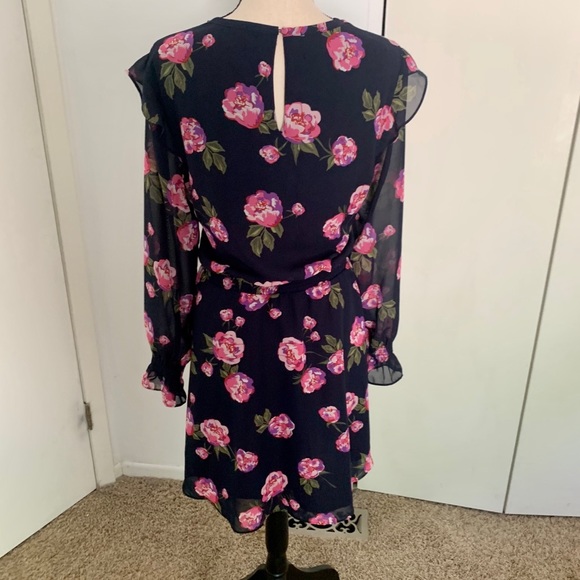 Maison Jules Longsleeve Navy Floral Dress XL - Picture 5 of 12